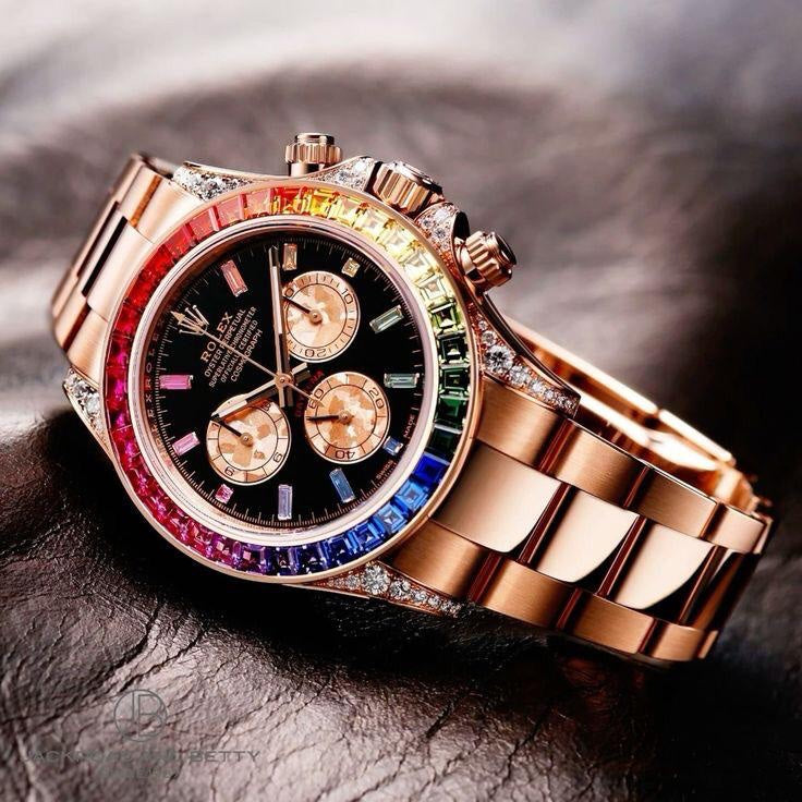 Rolex Cosmograph Daytona Rainbow Rosegold Swiss ETA Automatic Mens Watch