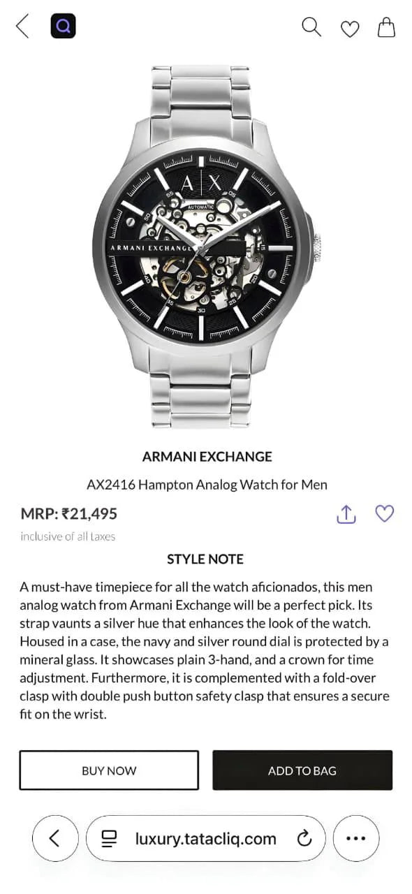Armani Exchange Hampton Automatic