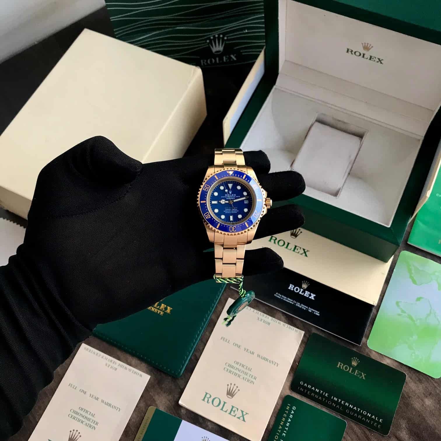 Rolex Deepsea Premiums 43 Gold Blue Dial Automatic Mens Watch