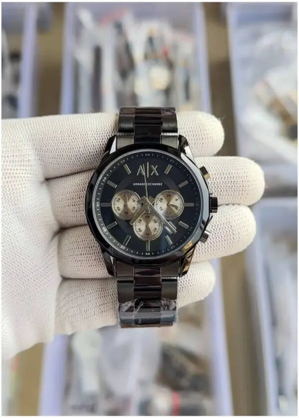Luxury Black Stainless Steel Chronograph Watch With Premium Finish