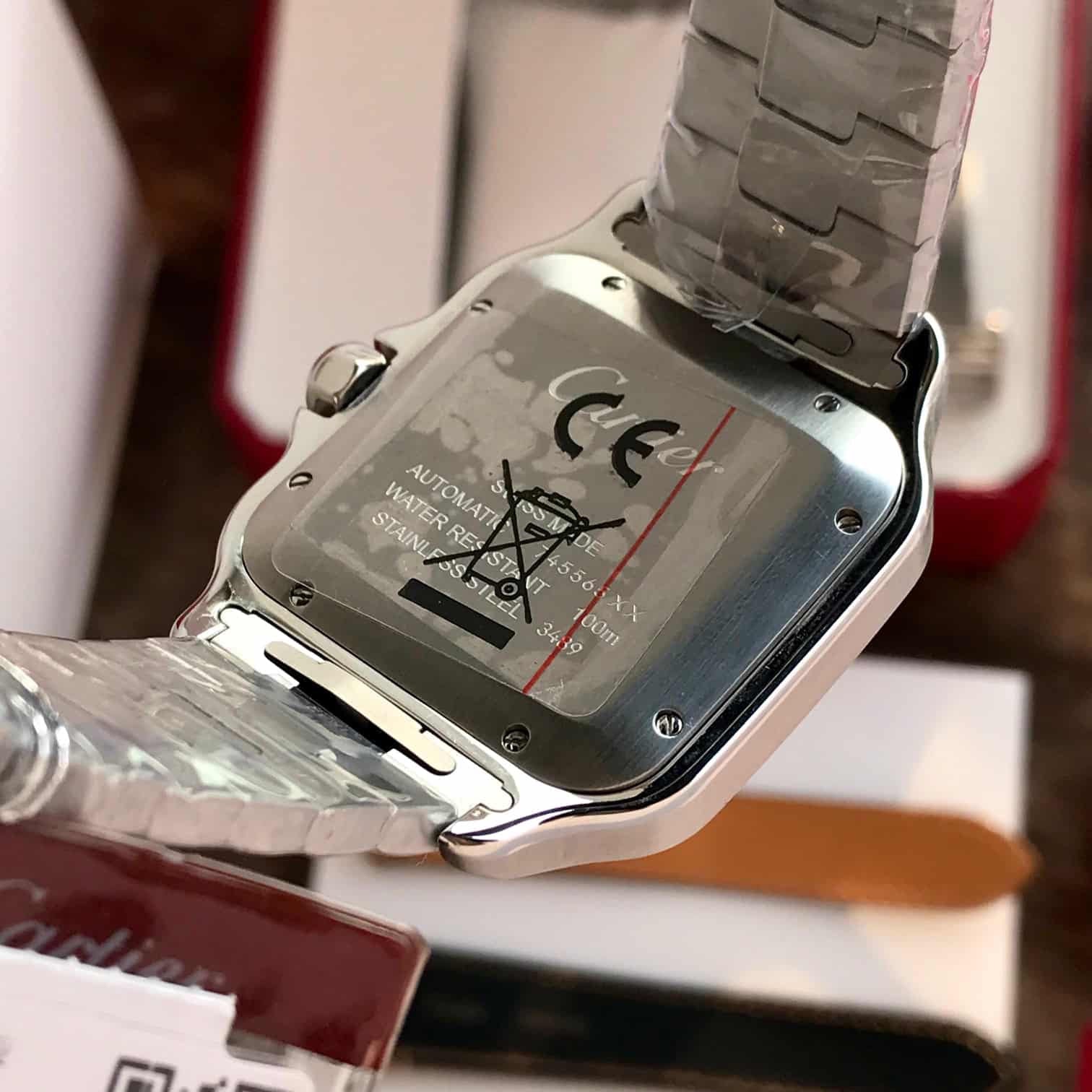 Cartier De Santos Silver Blue Swiss ETA Movement Automatic Men’s Watch