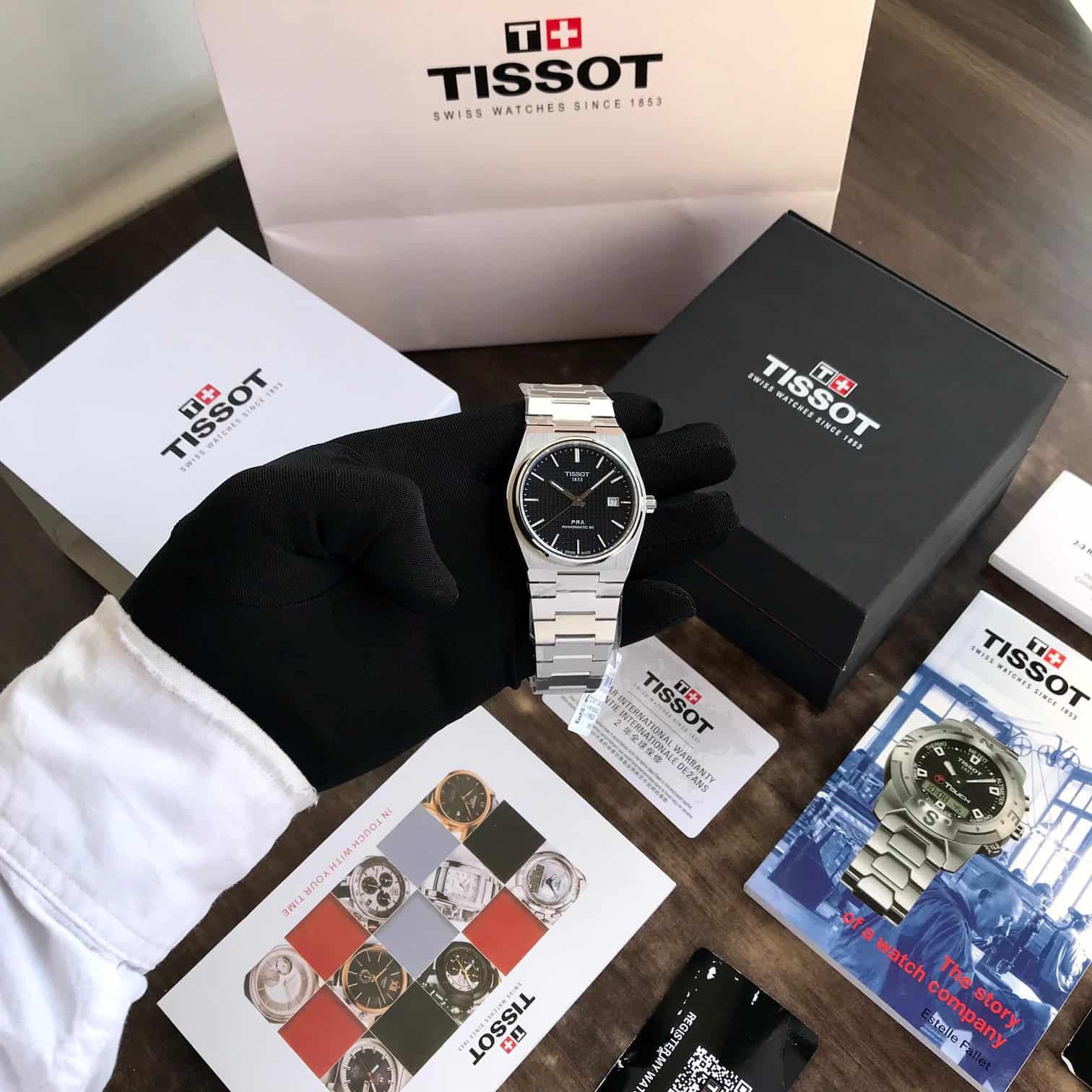 Tissot Poweromatic PRX 100% Authentic Silver Black Dial Automatic Mens Watch