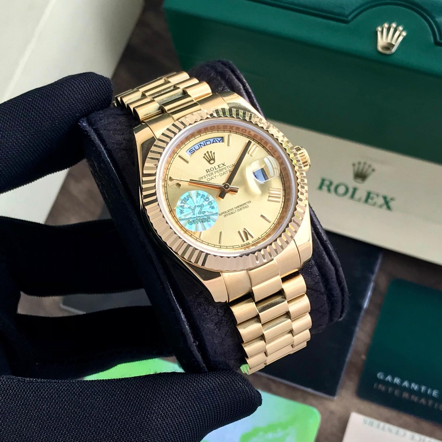 Rolex Day Date 41 Gold Tone Gold Dial Japanese Automatic Mens Watch
