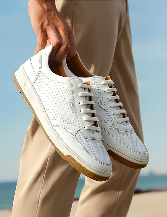 Auro Vibe Premium Mens Smart Casual Lifestyle Leather Sneakers