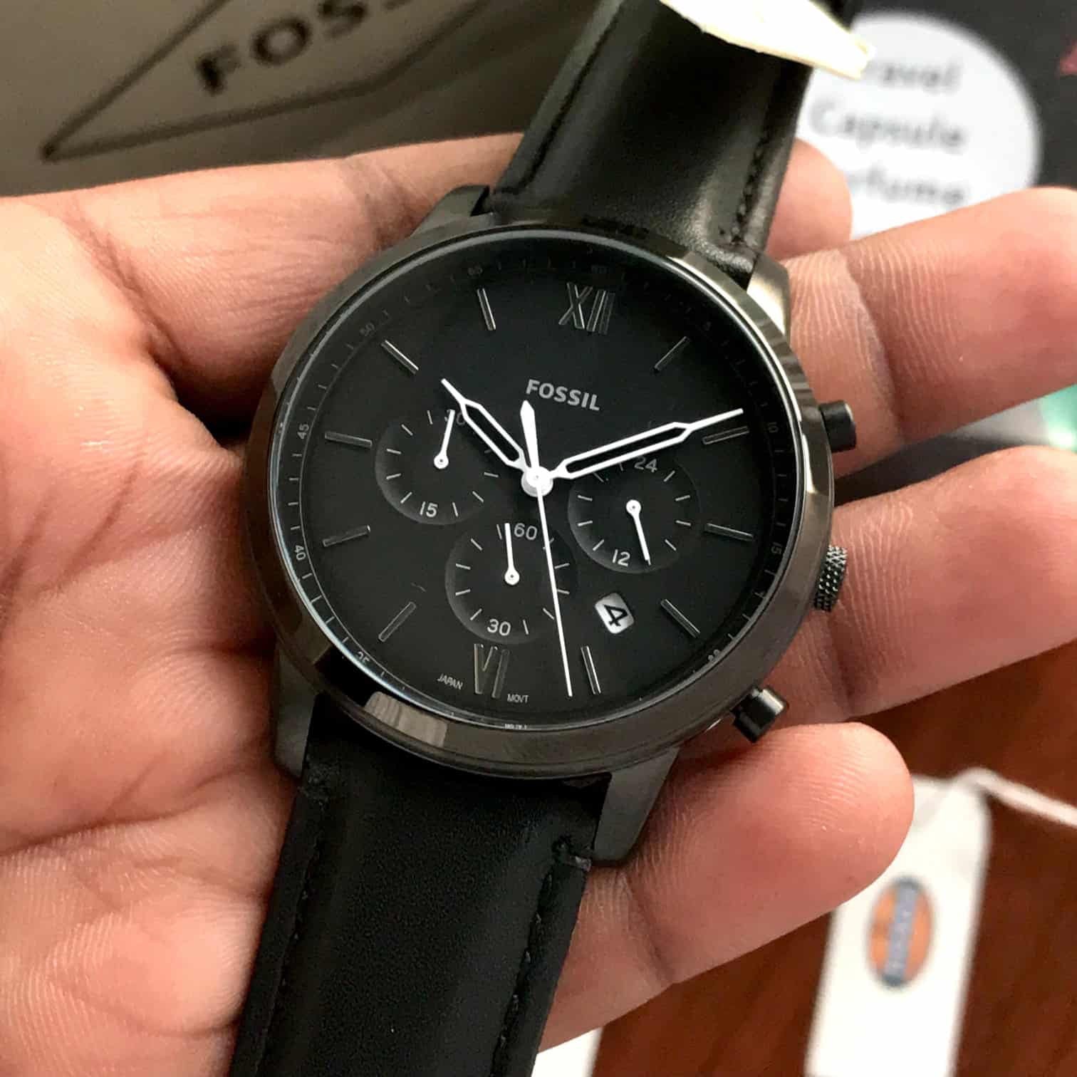 Fossil Neutra Chronograph Black Leather Mens Watch
