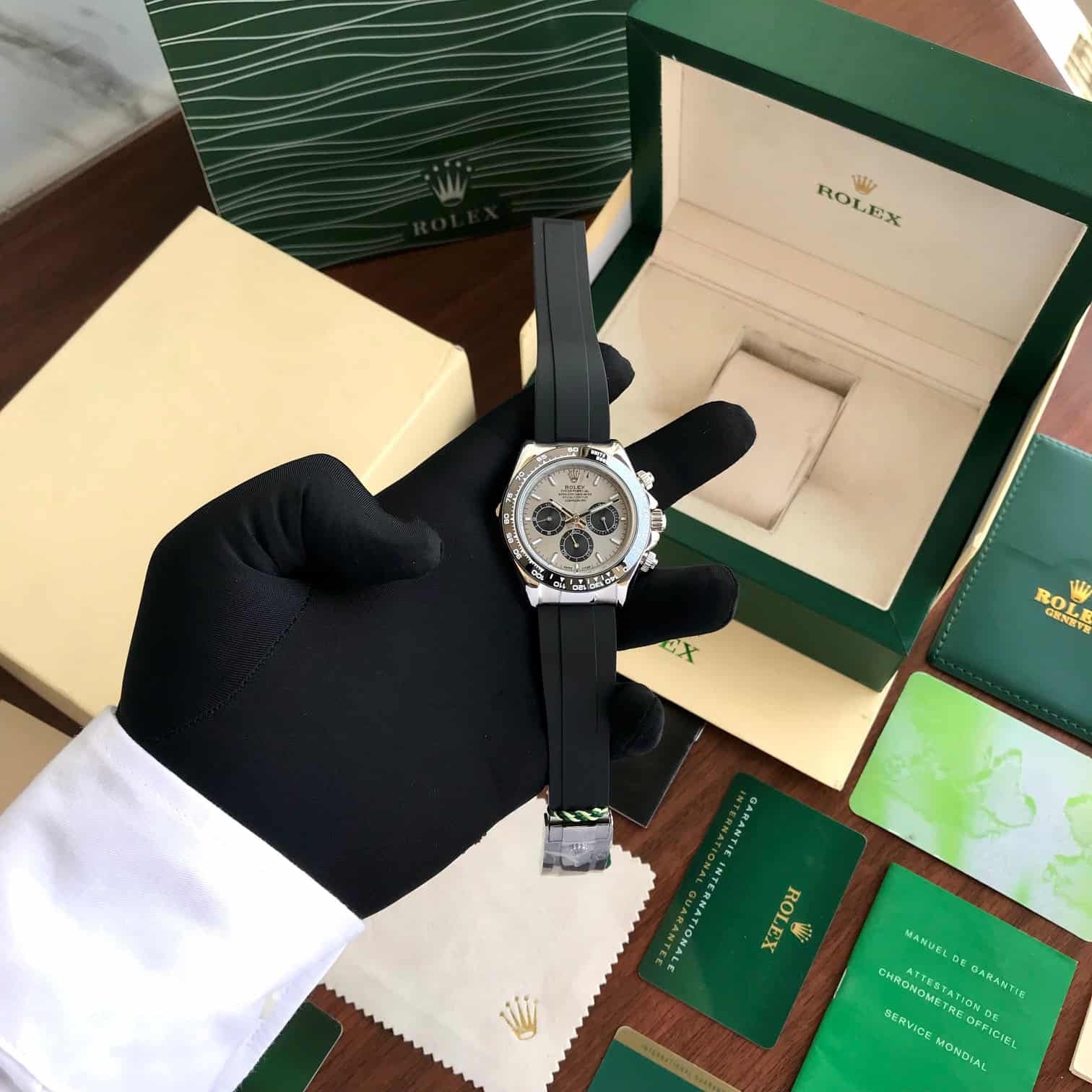 Rolex Daytona Silver Grey Dial Black Rubber Strap Automatic Men’s Watch