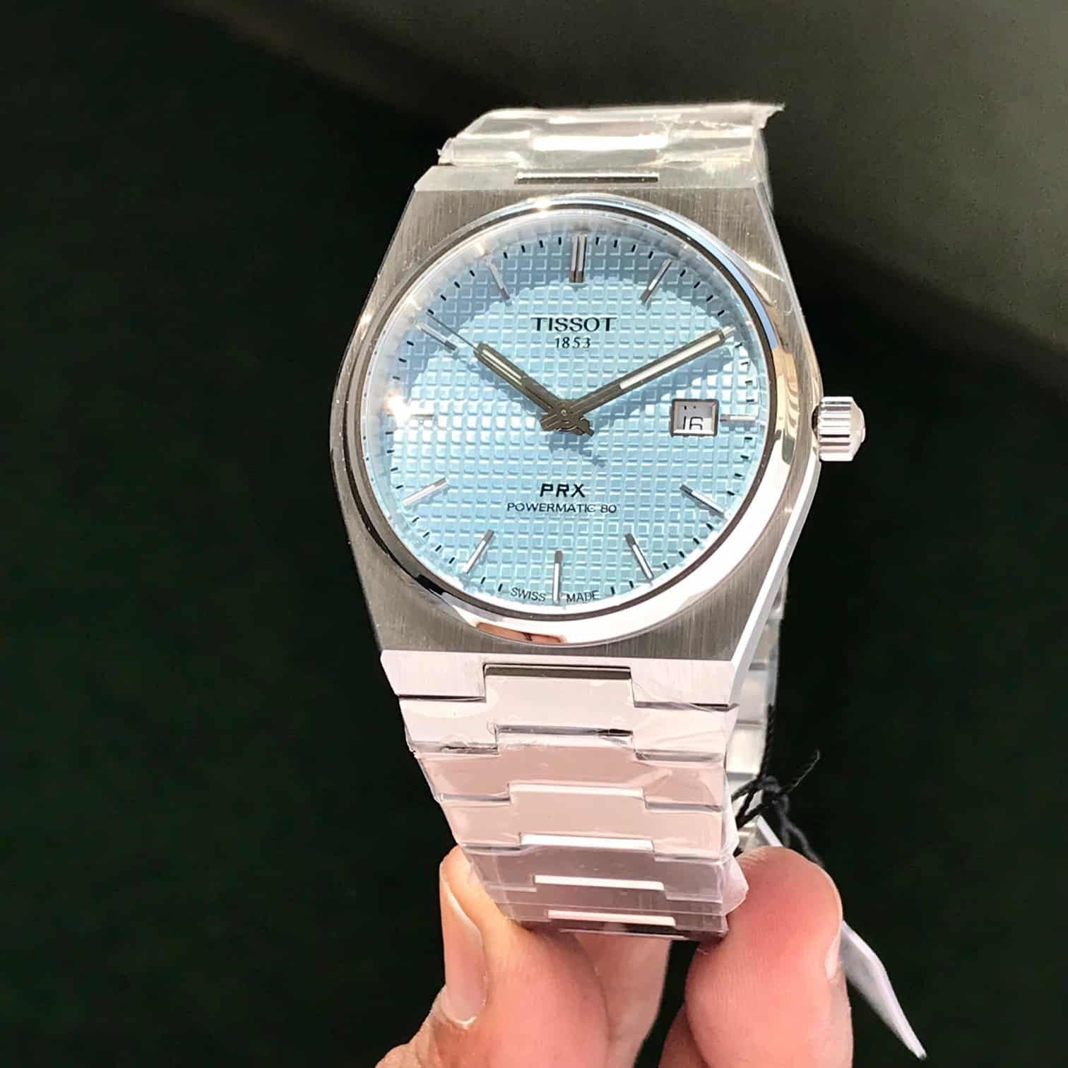 Tissot PRX Poweromatic Steel Ice Blue Tiffany Edition 100% Authentic Mens Watch