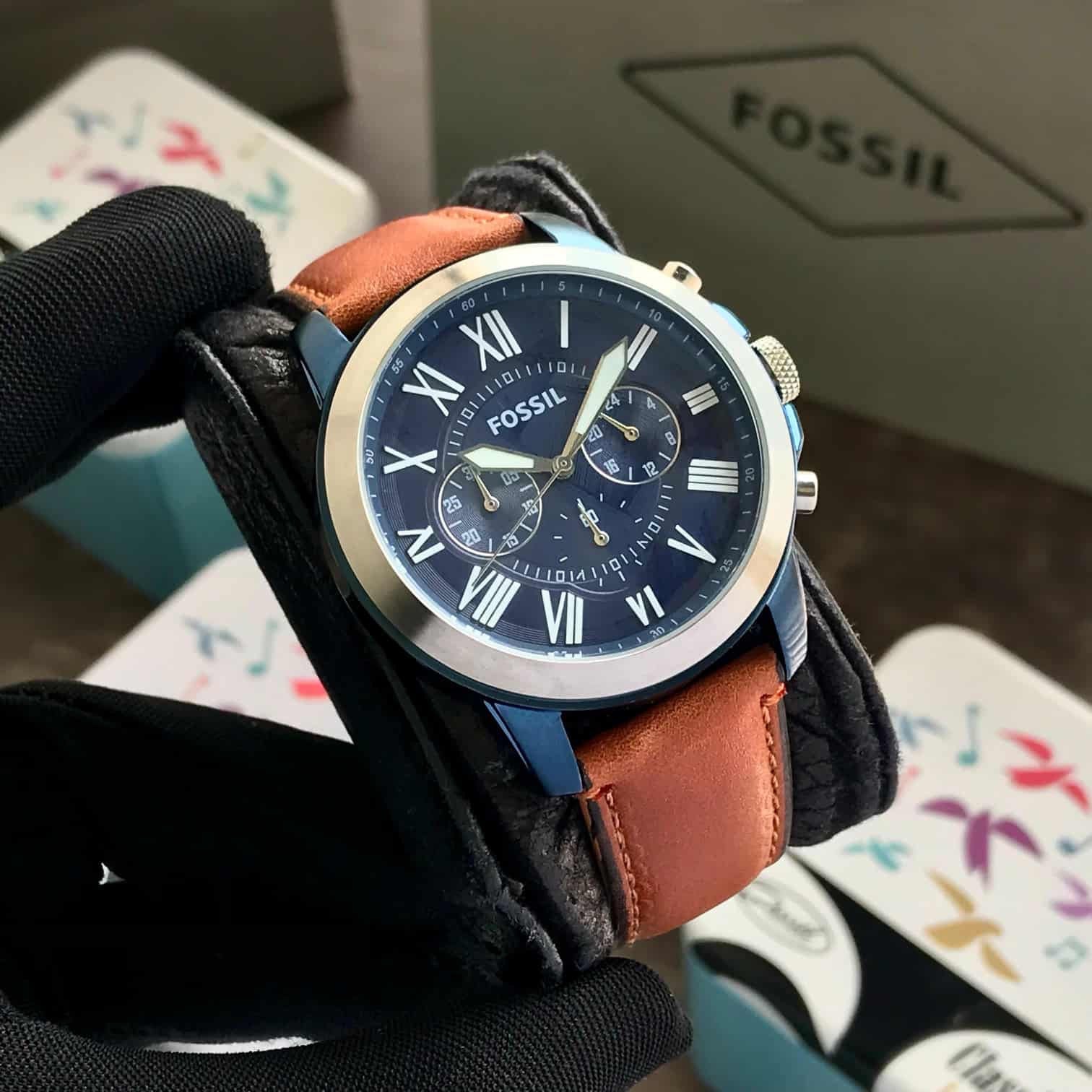 Fossil Grant Quartz Stainless Steel and Leather Chronograph Mens Watch