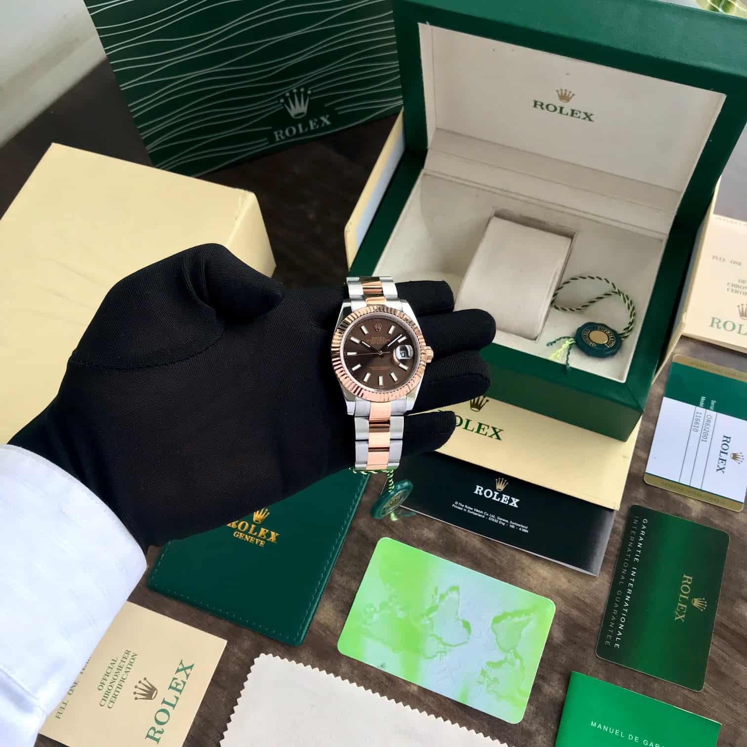 Rolex Date Just 41 Two Tone Chocolate Dial Automatic Mens Watch