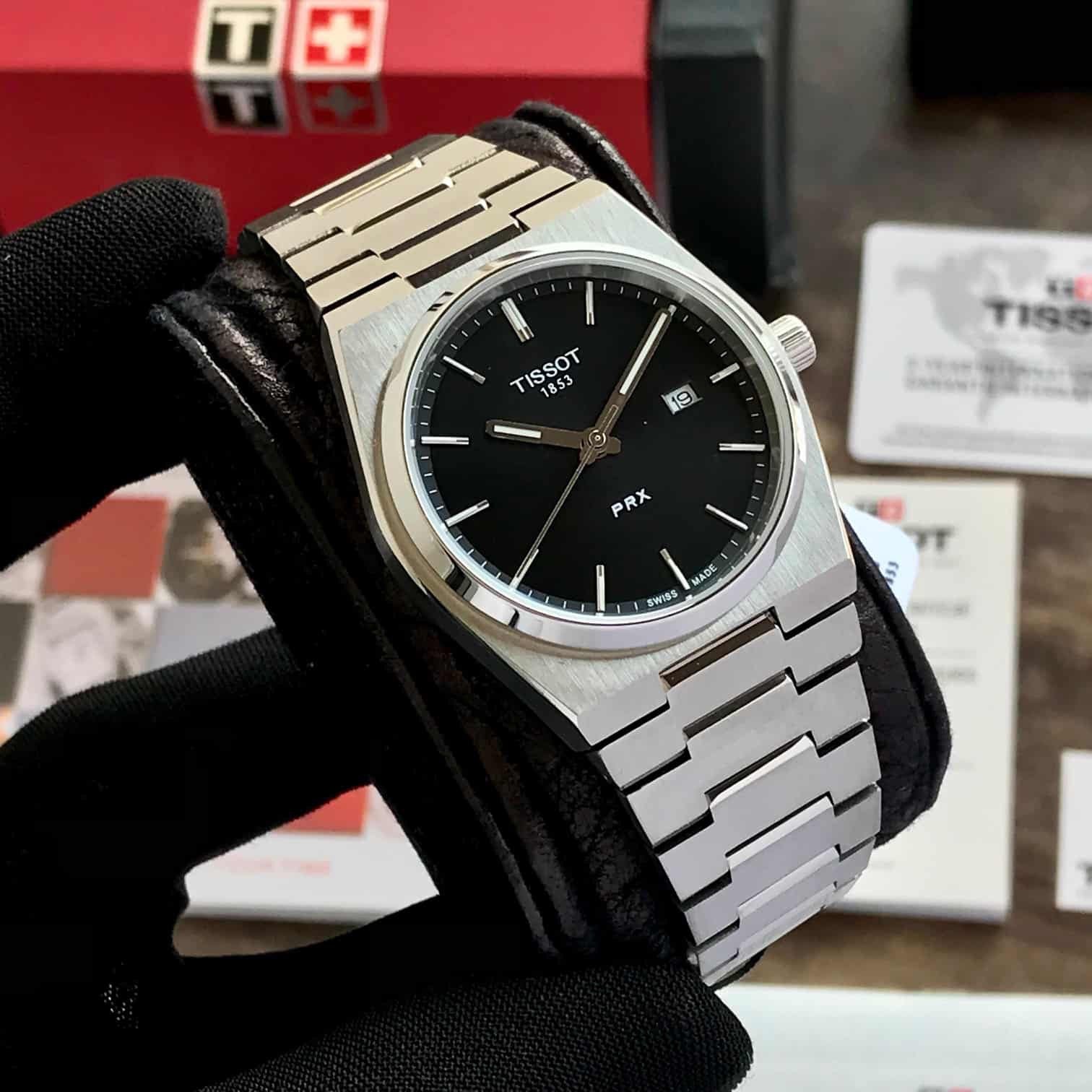 Tissot PRX T-Classic Stainless Steel Black Dial Japanese Quartz Mens Watch