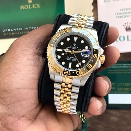 Rolex GMT-Master II With Black Ceramic Bezel Yellow Gold Japanese Automatic Mens Watch
