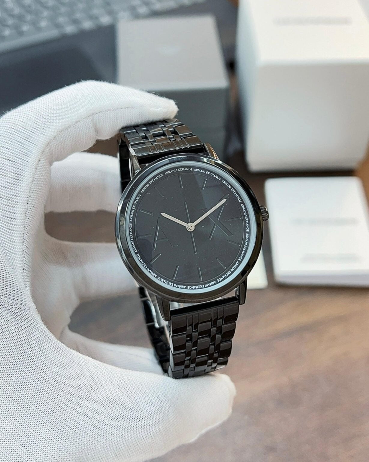 Armani Exchange Cayde Minimalist Black Dial Watch