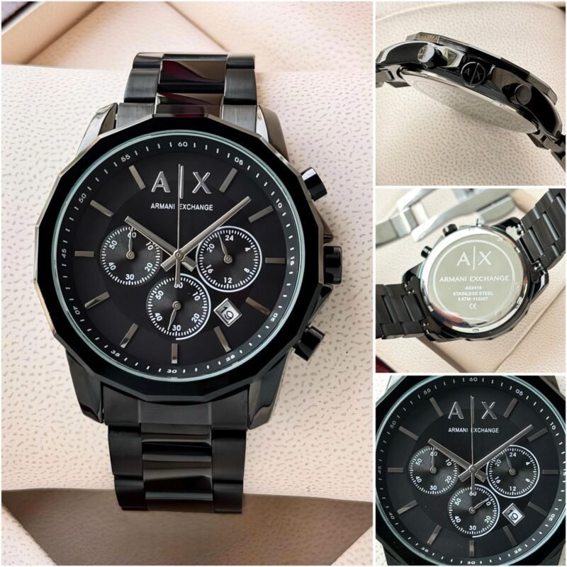 Armani Exchange Men’s Stylish Black Chronograph Watch