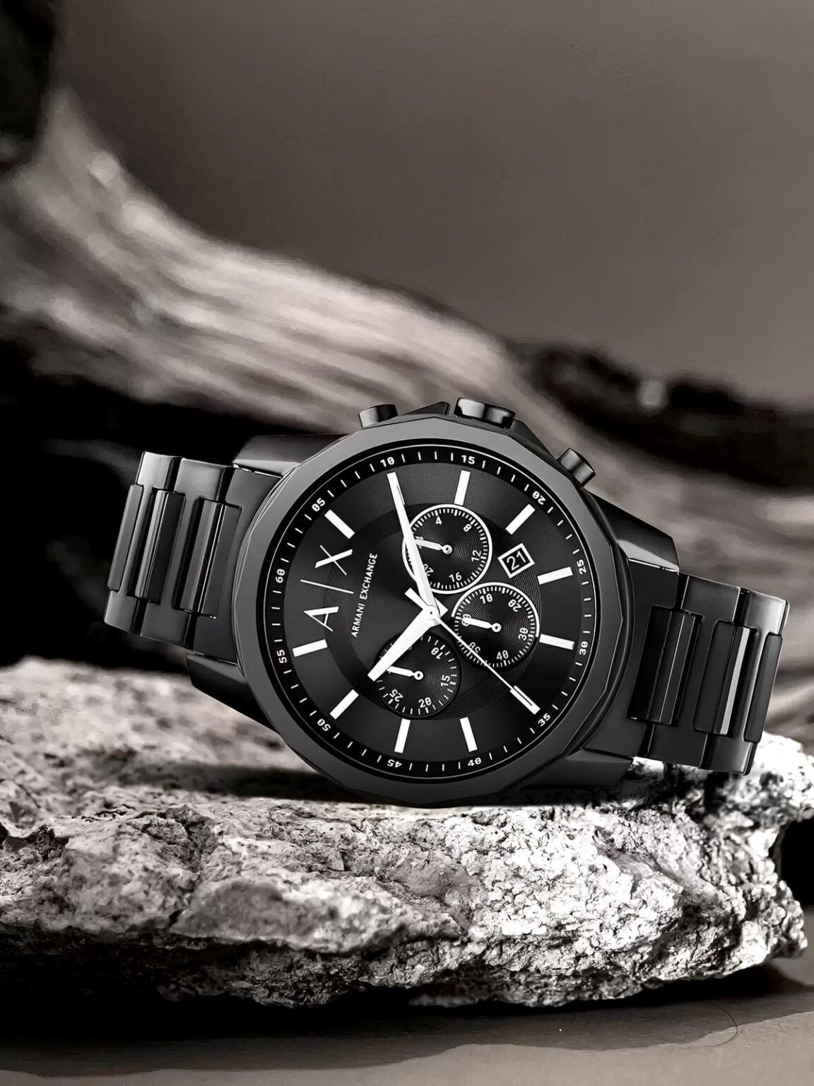 Armani Exchange Men’s Stylish Black Chronograph Watch