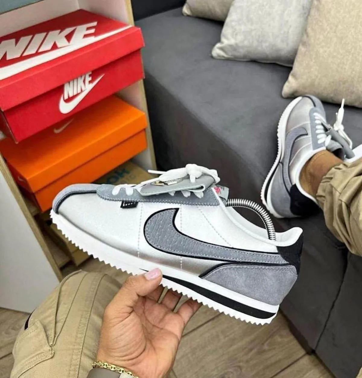 Nike Cortez White Silver Sneakers