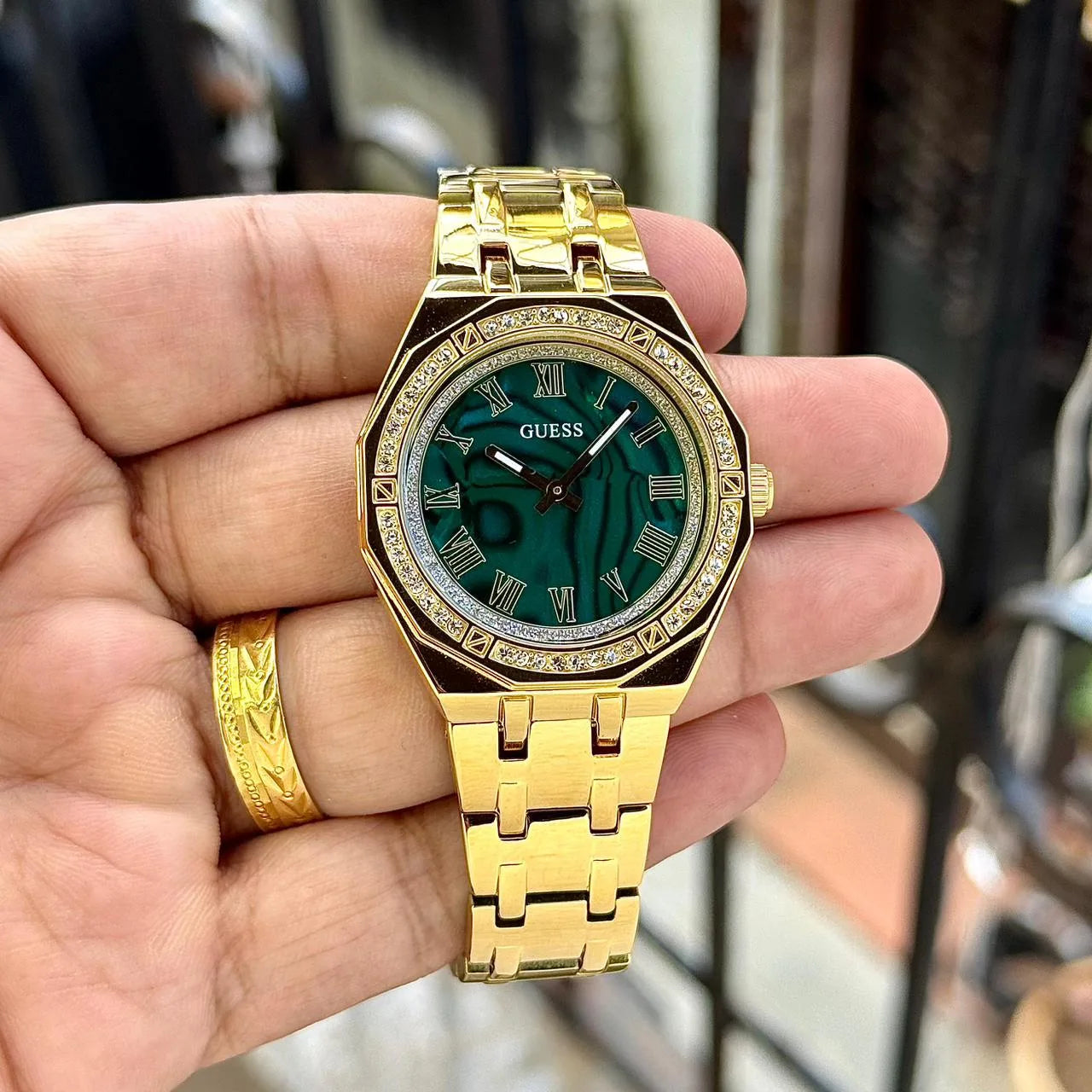 Guess Emerald Green Marble Green Dial
