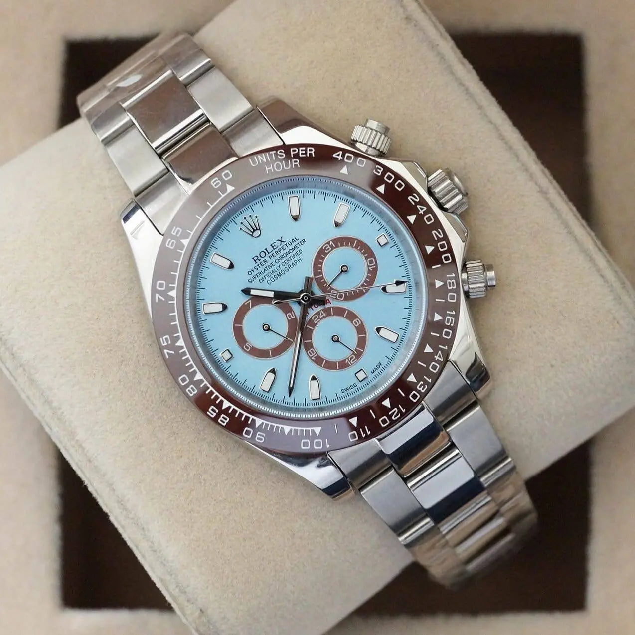 Rolex Cosmograph Daytona Platinum Ice Blue Dial – Premium Watch for Men with Ceramic Ring Professional Racing Heritage Meets Timeless Luxury