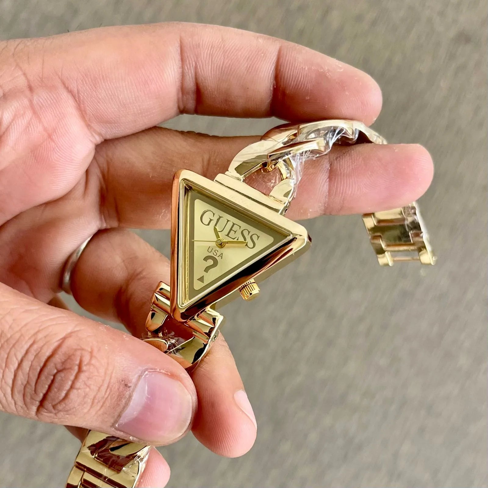 Guess Fame Gold-Tone Triangle Dial Quartz