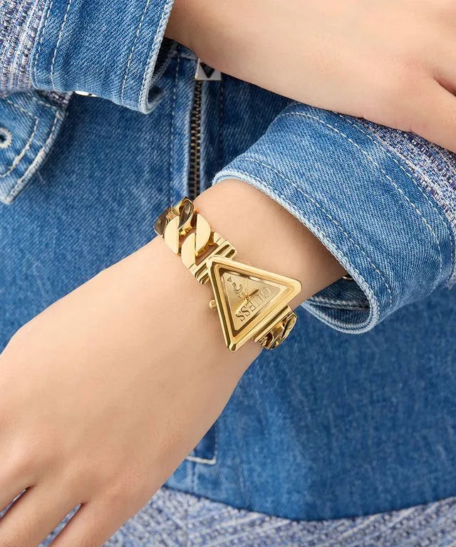 Guess Fame Gold-Tone Triangle Dial Quartz