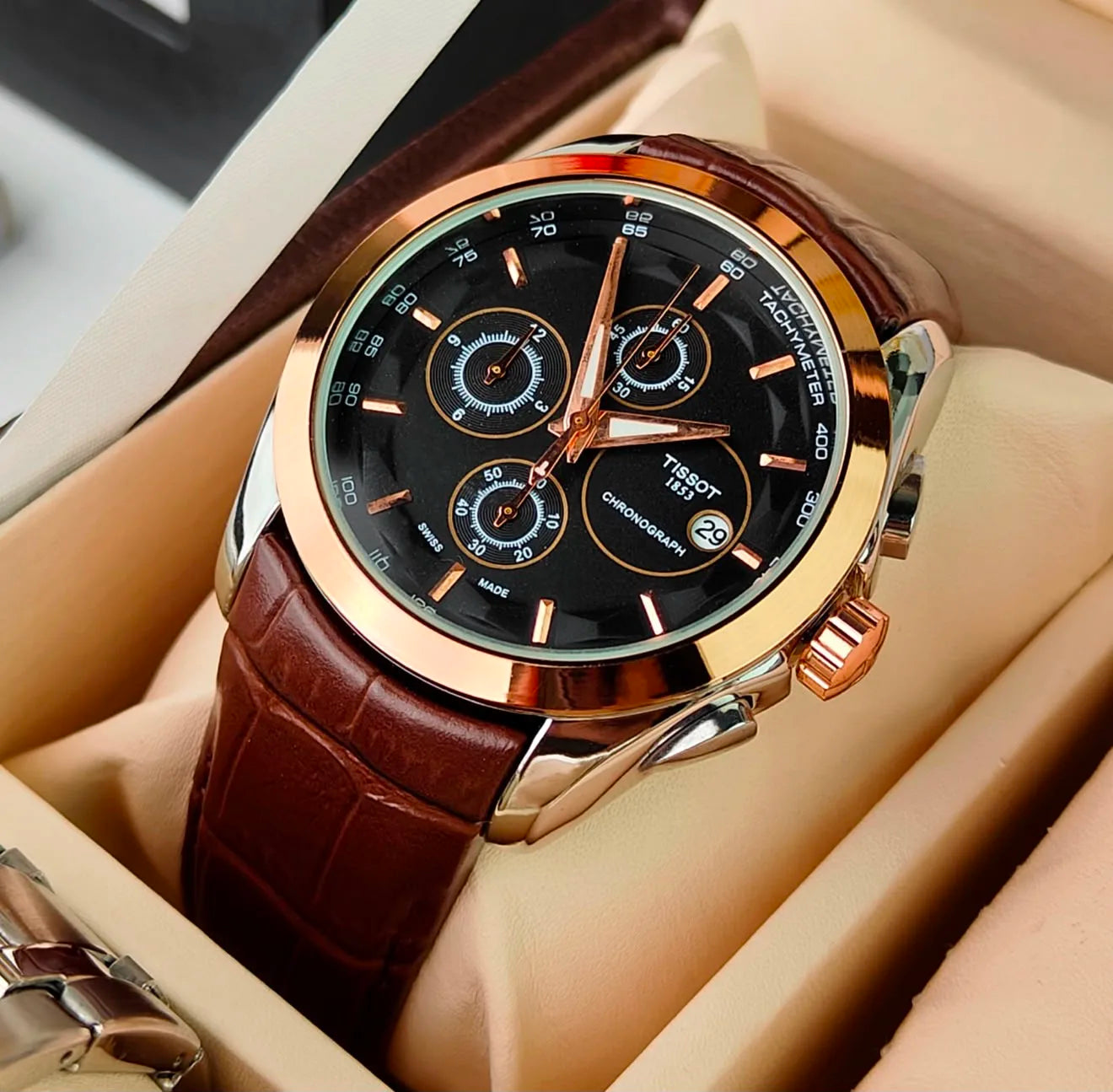 Tissot 1853 Chronograph Brown Leather Strap