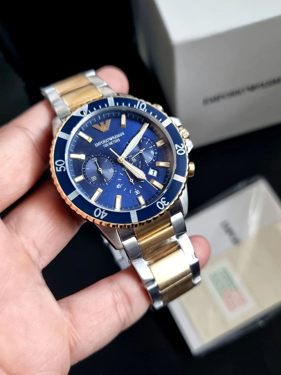 Emporio Armani Diver Blue/Gold toned steel 43 mm
