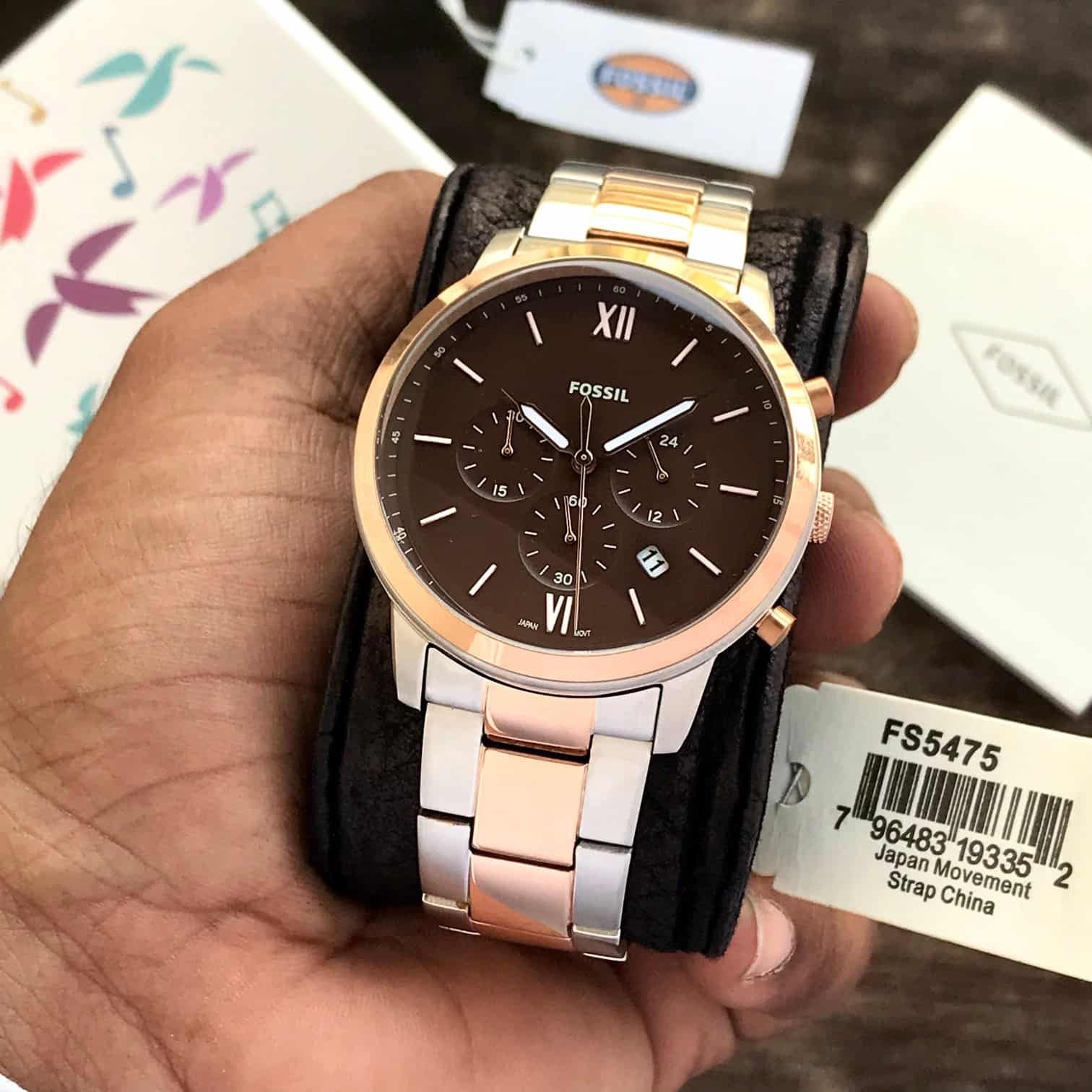 Fossil Men’s Two Tone Two Tone Brown Dial Chronograph Mens Watch