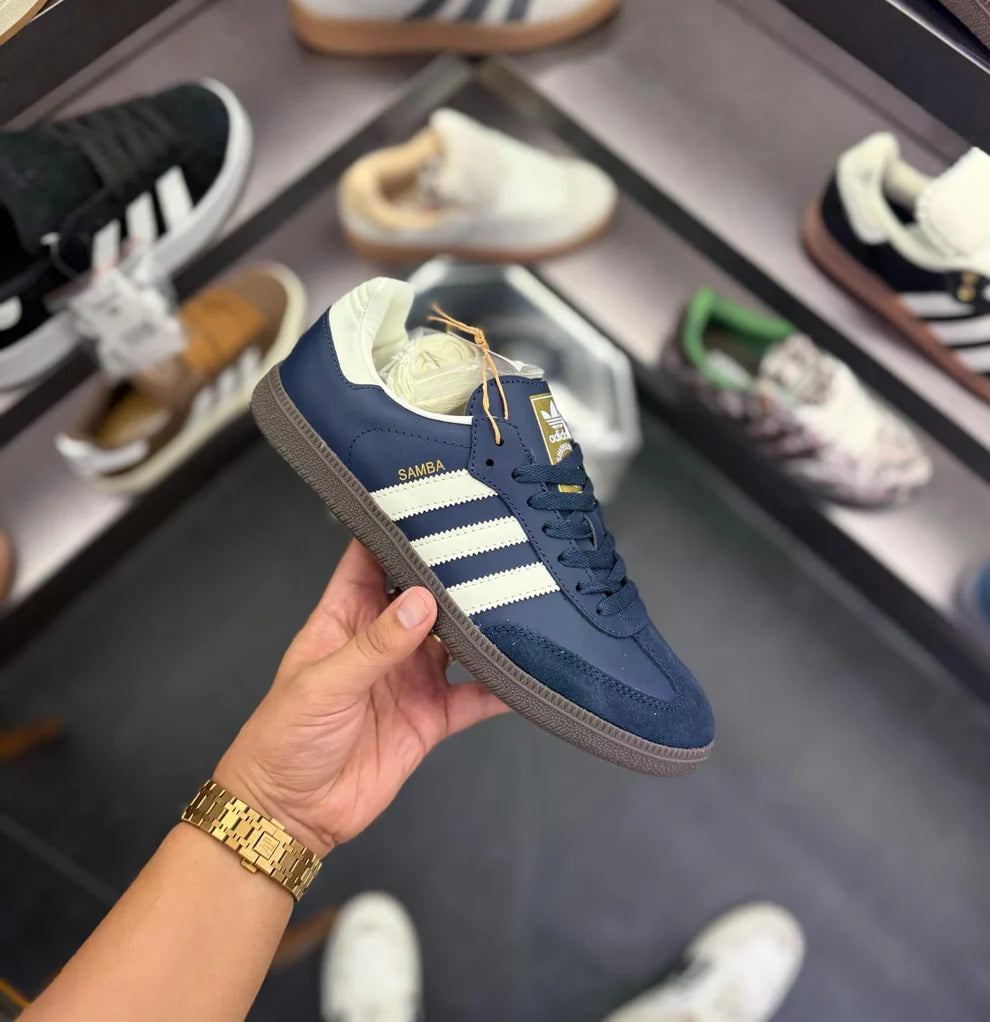 Adidas Samba Navy Leather Casual Sneakers Unisex