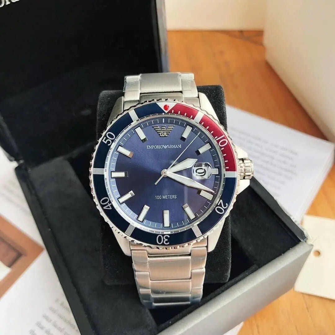Emporio Armani Men’s Analog Dress Watch with Tachymeter & Date – 42mm