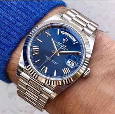 Rolex Day Date 40 Stainless Steel Blue Dial Automatic Mens Watch