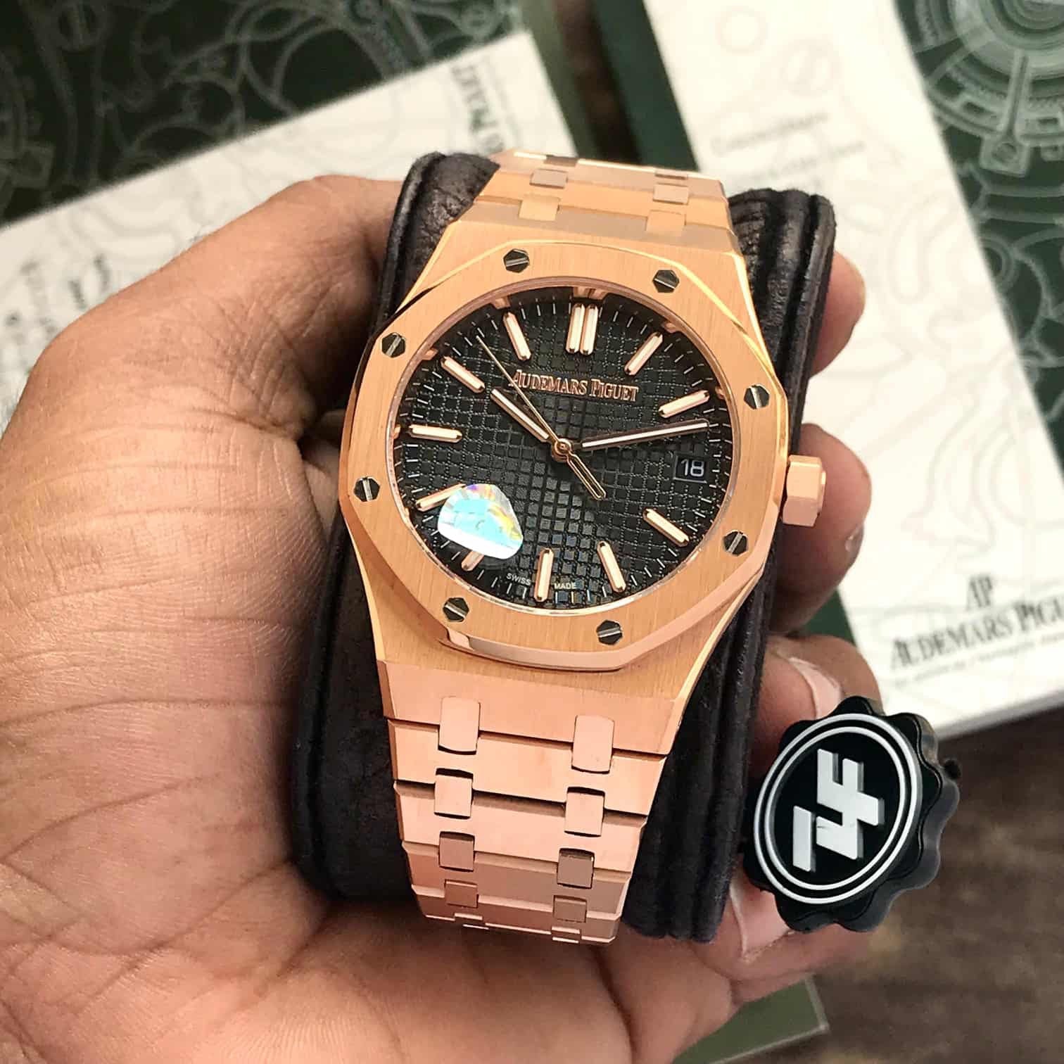 Audemars Piguet Royal Oak Offshore Rosegold Black Dial Metal Chain Swiss ETA 1:1 Automatic Movement Men’s Watch