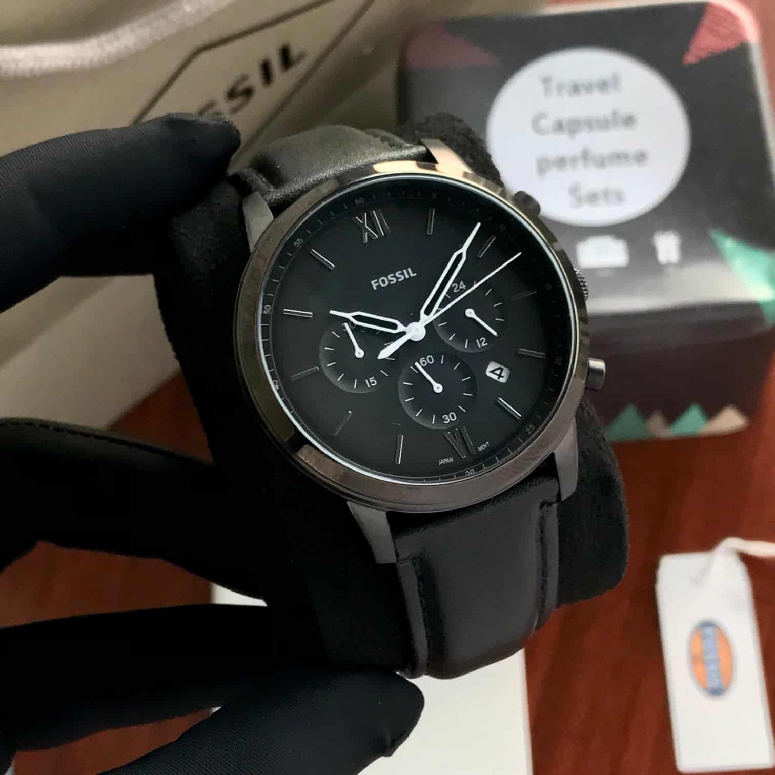 Fossil Neutra Chronograph Black Leather Mens Watch