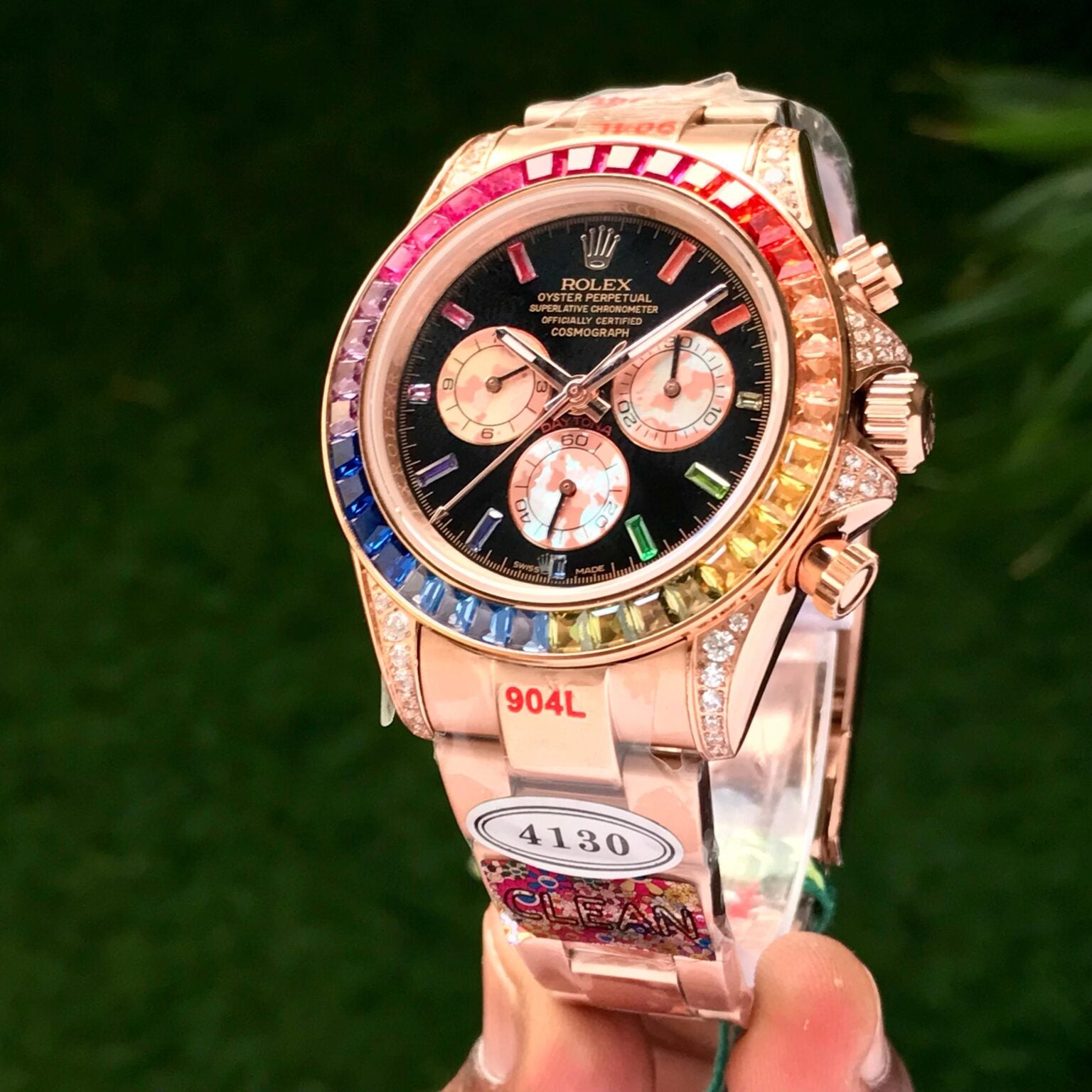 Rolex Cosmograph Daytona Rainbow Rosegold Swiss ETA Automatic Mens Watch