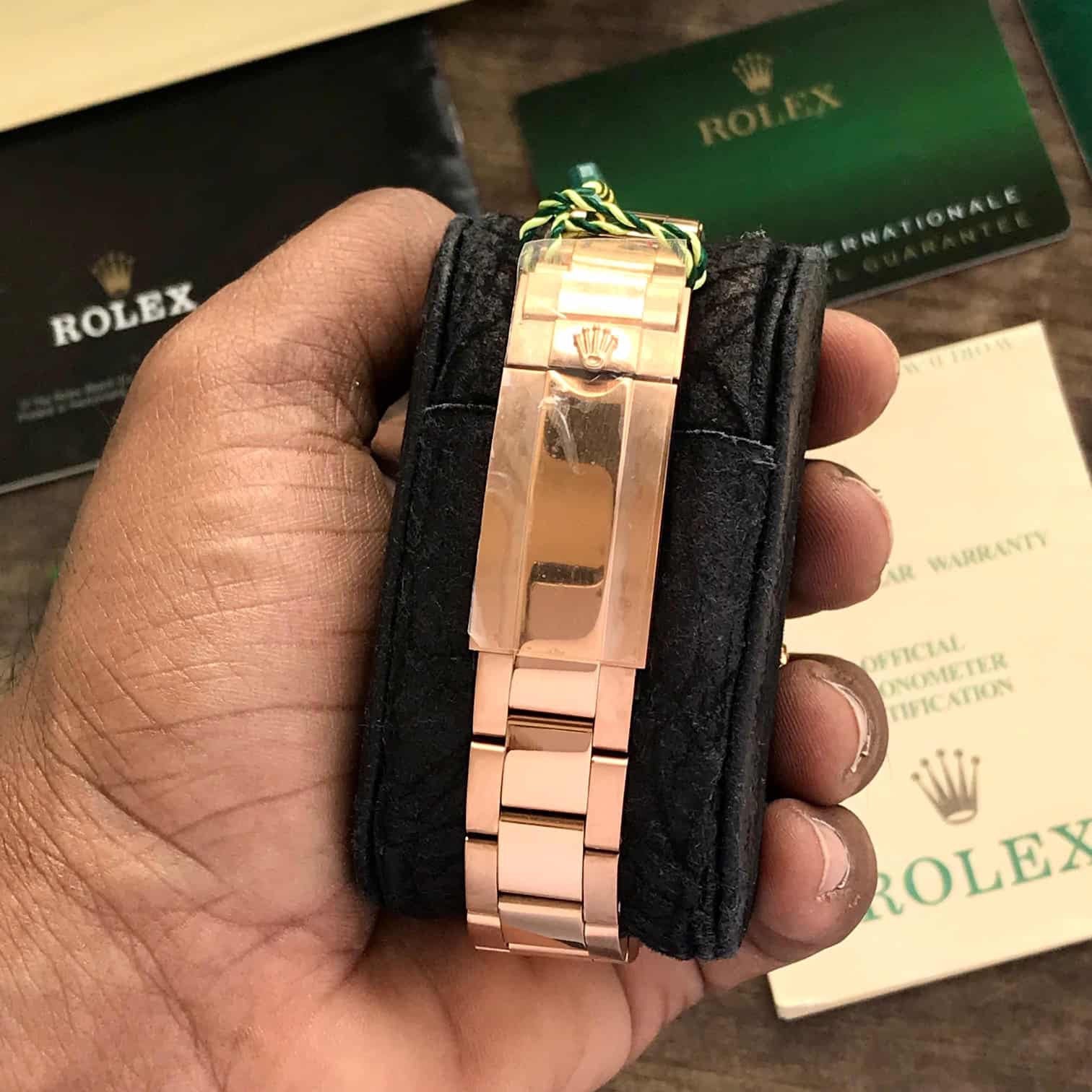 Rolex SkyDweller Rose Gold Blue Dial Oyster Chain Automatic Mens Watch