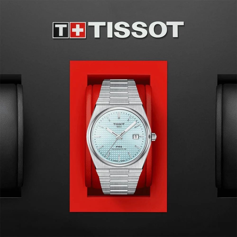 Tissot PRX Poweromatic Steel Ice Blue Tiffany Edition 100% Authentic Mens Watch