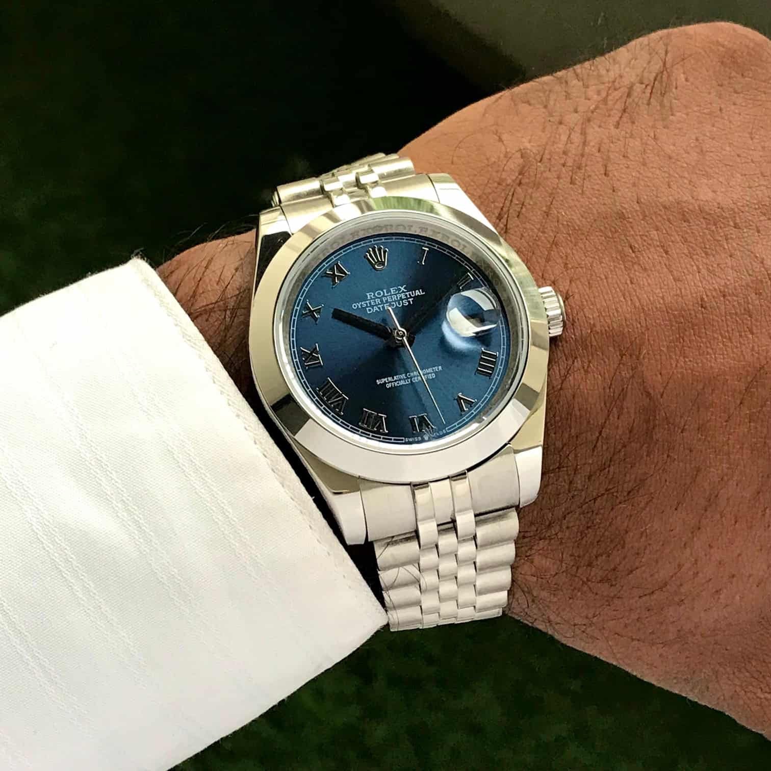 Rolex Date Just 41 Silver Blue Roman Numbers Japanese Automatic Men’s Watch
