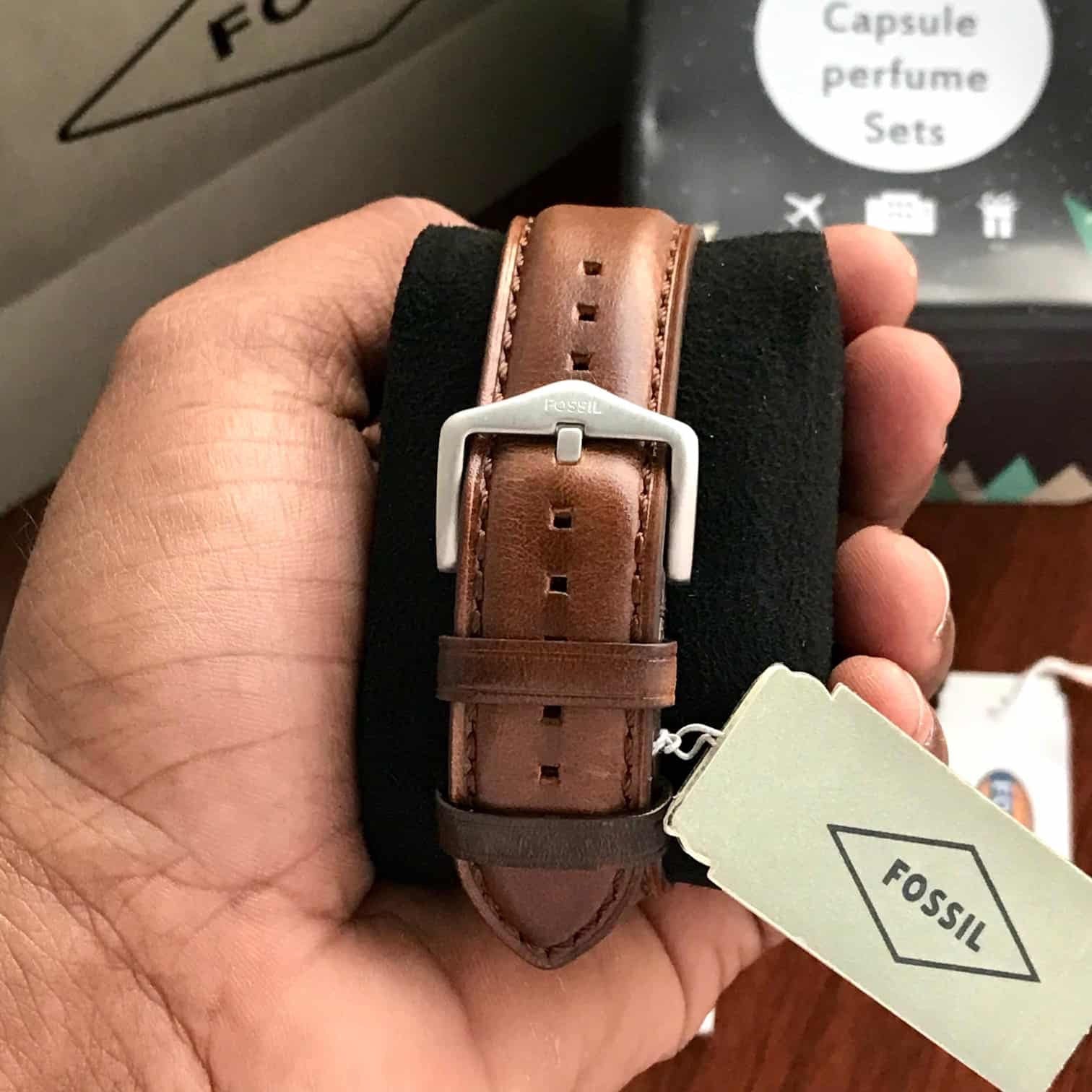 Fossil Silver Brown Belt Analogue Mens Watch
