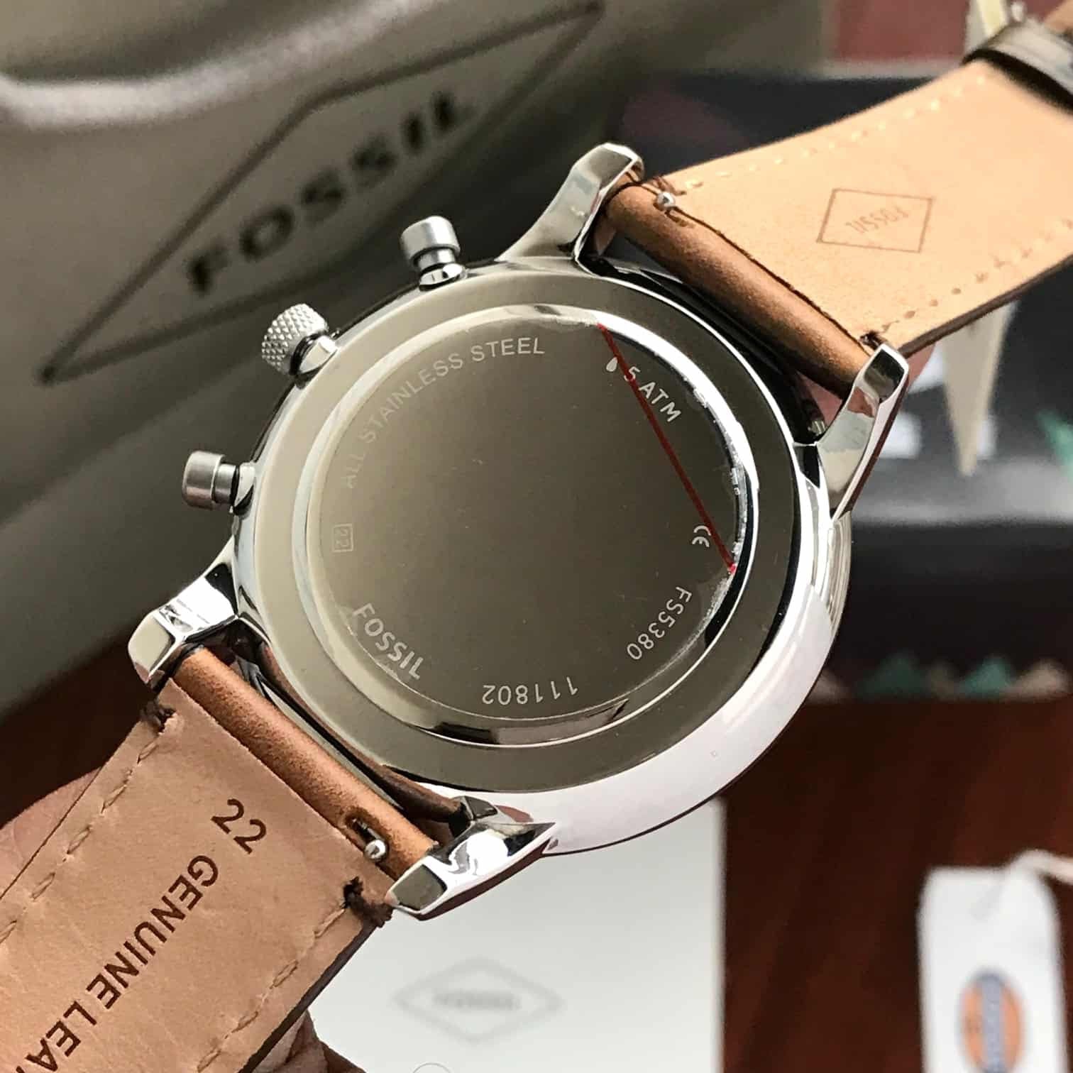 Fossil Silver Brown Belt Analogue Mens Watch
