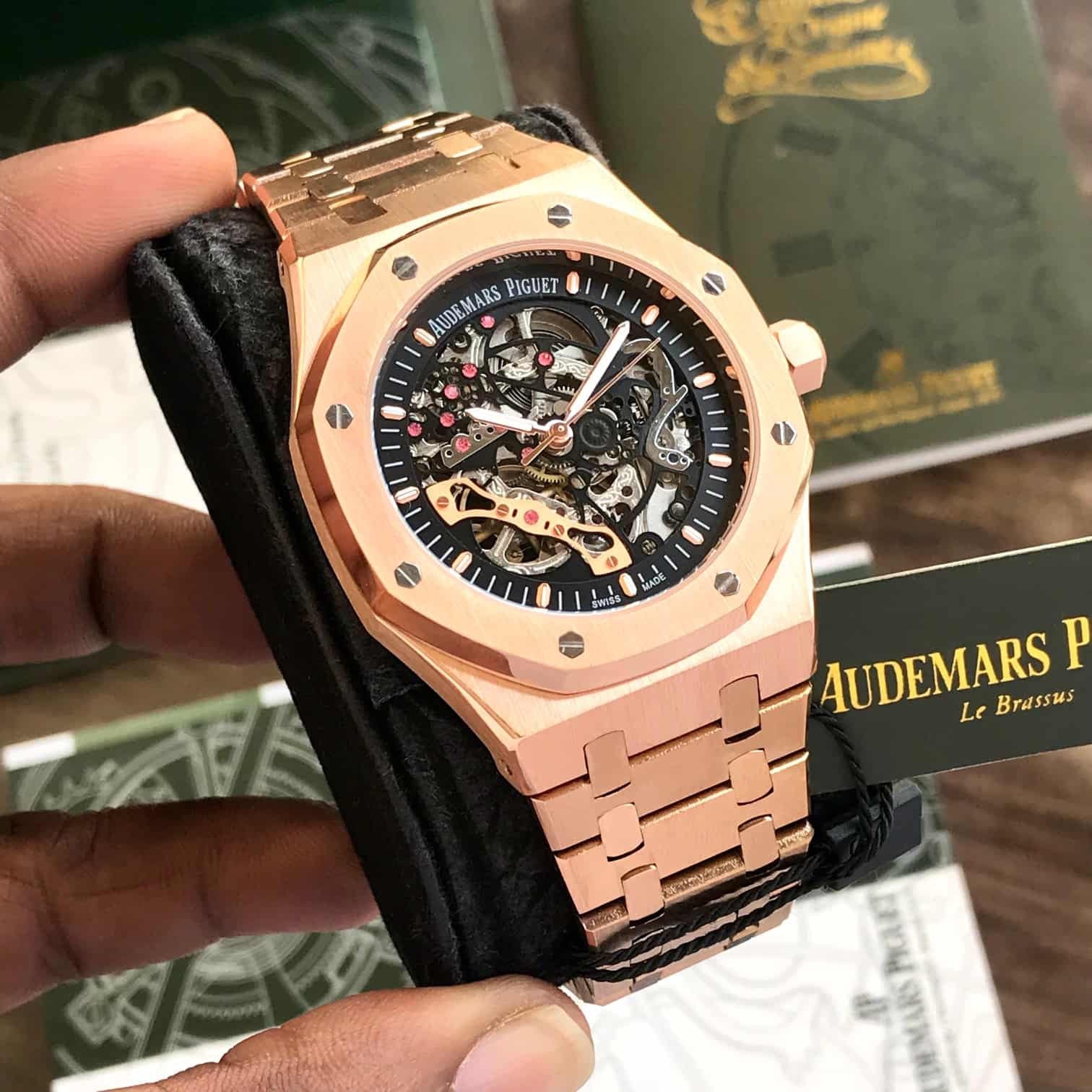 Audemars Piguet Royal Oak Rose Gold 41mm Double Balance Wheel Openwork Skeleton Dial Automatic Men’s Watch