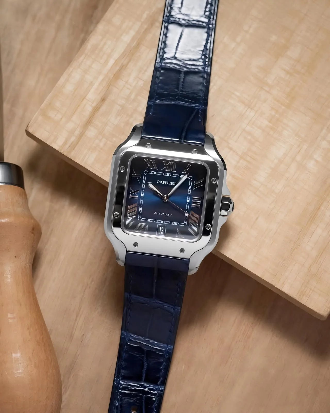 artier Santos Automatic Blue Gradient Dial