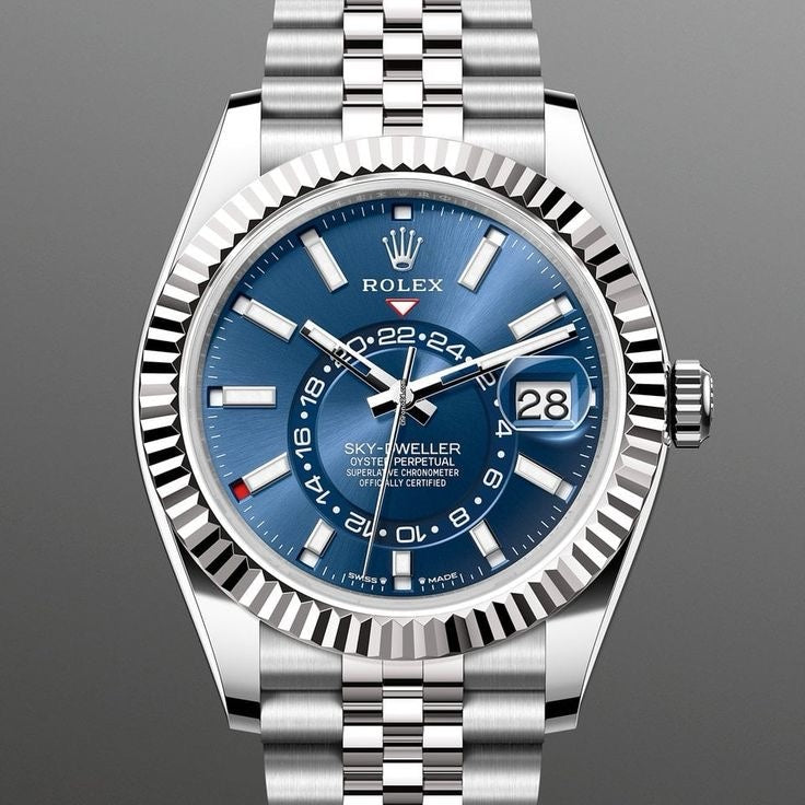 Rolex SkyDweller Silver Blue Dial Jubli Chain Automatic Men’s Watch