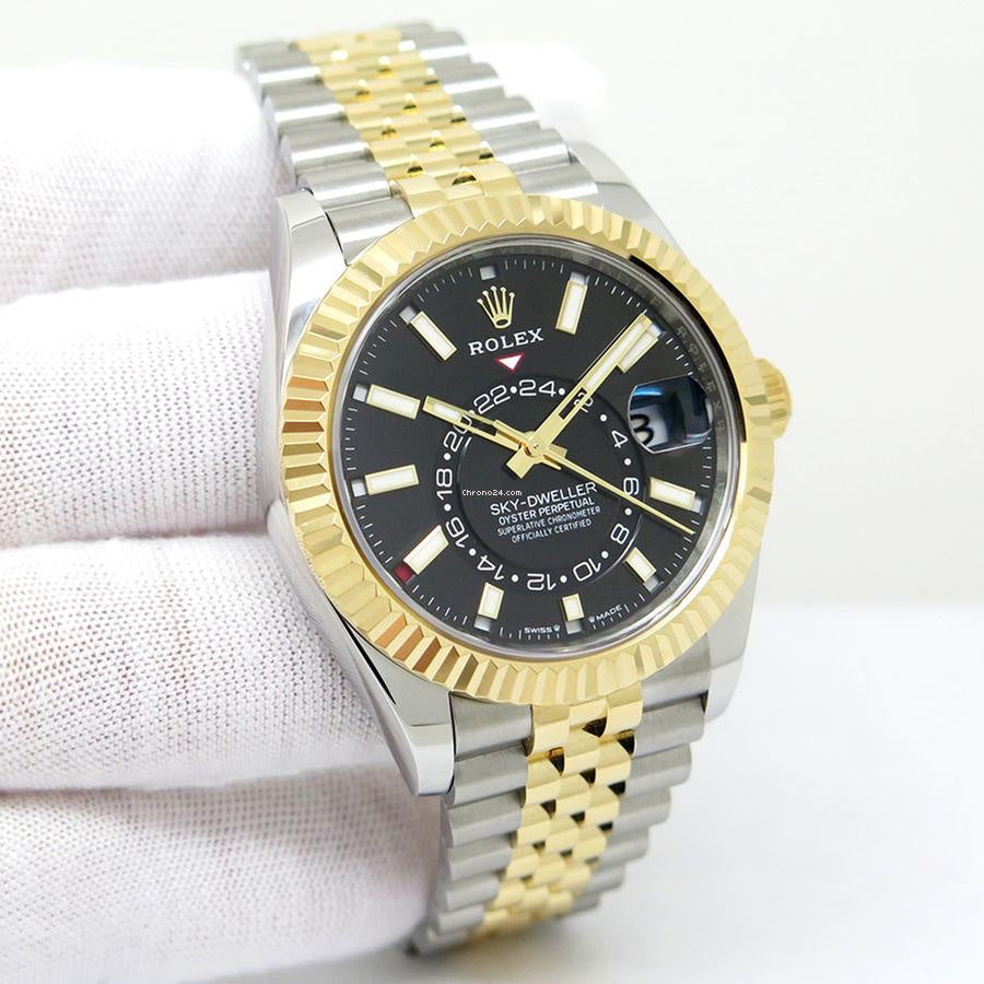 Rolex SkyDweller Black Dial Two Tone Jubli Chain Automatic Men’s Watch