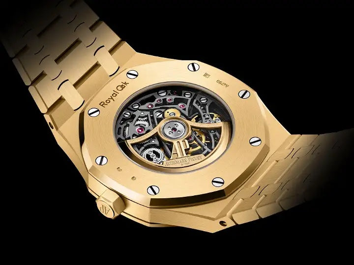 Audemars Piguet Royal Oak Double Balance Wheel Open worked Full Gold Skeleton Dial Automatic Mens Watch
