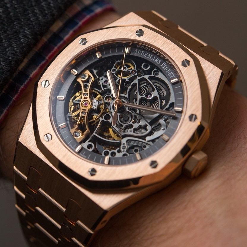 Audemars Piguet Royal Oak Rose Gold 41mm Double Balance Wheel Openwork Skeleton Dial Automatic Men’s Watch