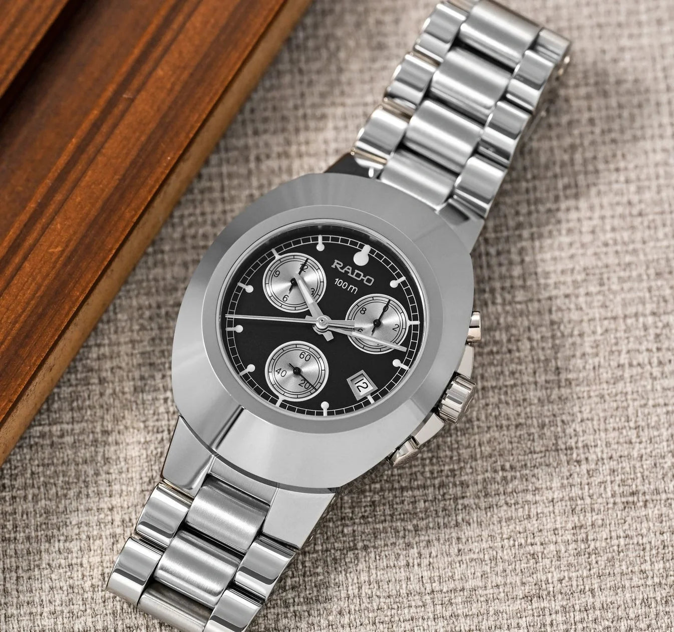 Rado Silver Chronograph Men's Watch with Black Dial