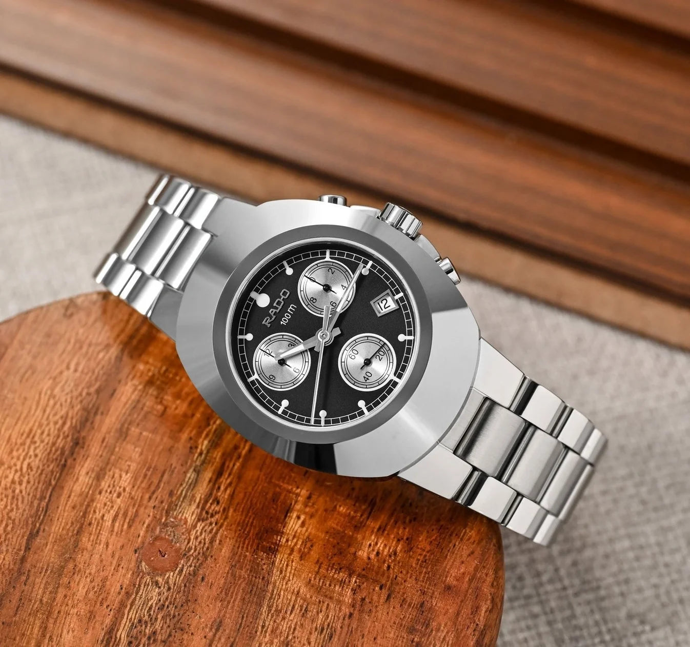 Rado Silver Chronograph Men's Watch with Black Dial