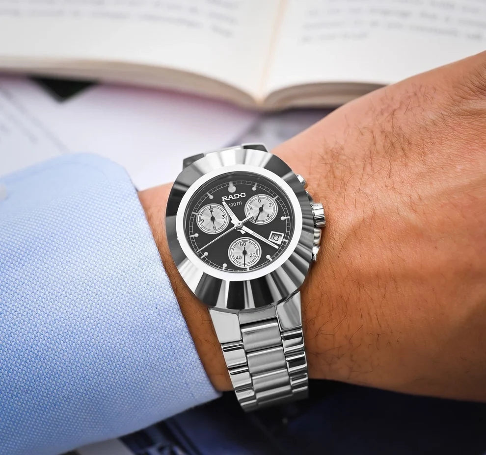 Rado Silver Chronograph Men's Watch with Black Dial